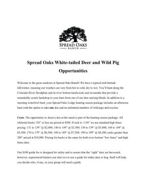 Spread Oaks White-Tailed Deer and Wild Pig Opportunities