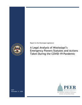 A Legal Analysis of Mississippi's Emergency Powers Statutes And
