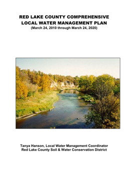 RED LAKE COUNTY COMPREHENSIVE LOCAL WATER MANAGEMENT PLAN (March 24, 2010 Through March 24, 2020)