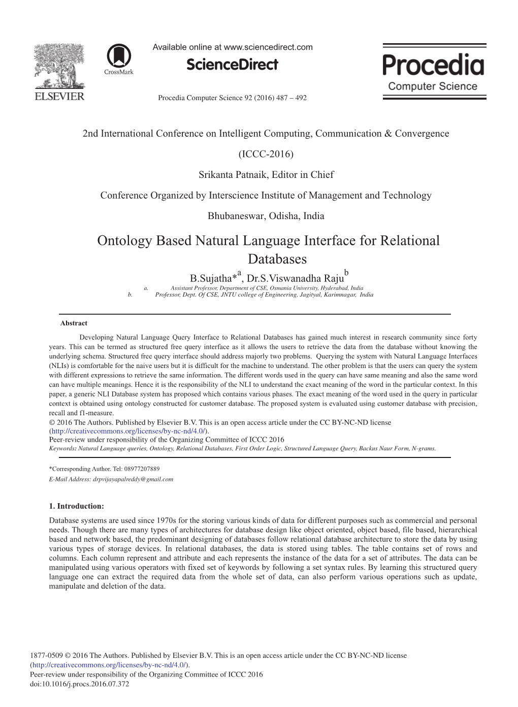 Ontology Based Natural Language Interface for Relational Databases