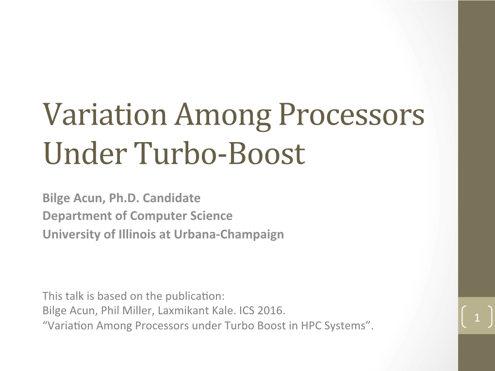 Variation Among Processors Under Turbo-‐Boost