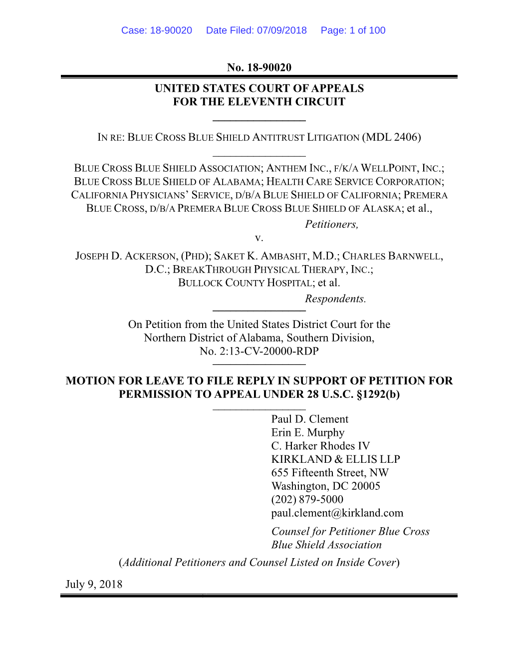 Case: 18-90020 Date Filed: 07/09/2018 Page: 1 of 100