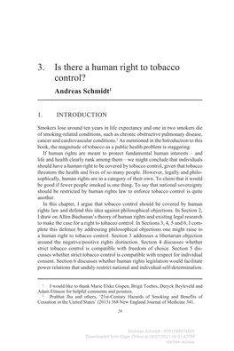 3. Is There a Human Right to Tobacco Control? Andreas Schmidt1