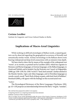 Implications of Macro-Areal Linguistics