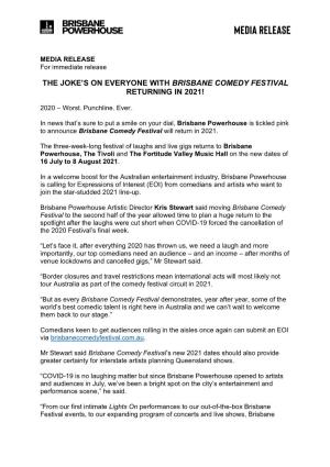 The Joke's on Everyone with Brisbane Comedy Festival
