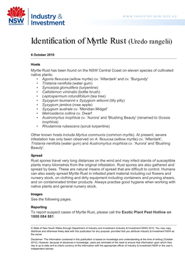 Identification of Myrtle Rust (Uredo Rangelii)
