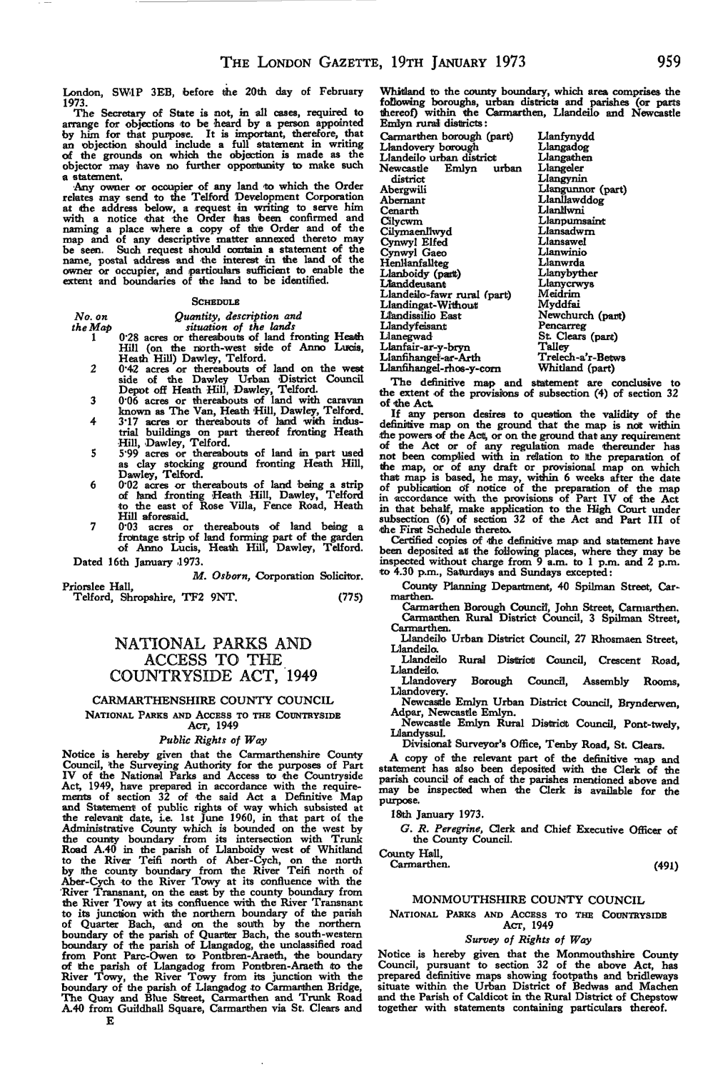 959 National Parks and Access to the Countryside Act, '1949