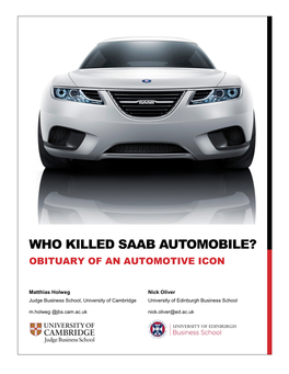 Who Killed Saab Automobile? Aaobituaryautomobile? of an Automotive Icon