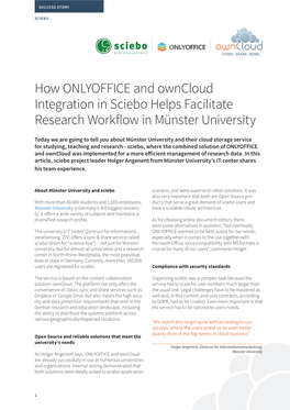 How ONLYOFFICE and Owncloud Integration in Sciebo Helps Facilitate Research Workflow in Münster University