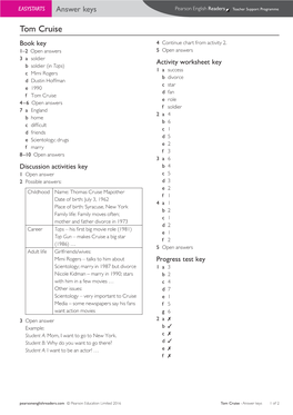 Tom Cruise Book Key 4 Continue Chart from Activity 2