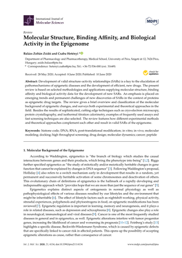 Molecular Structure, Binding Affinity, and Biological Activity in The