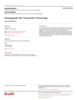 Fototopografia: the “Futures Past” of Surveying Jan Von Brevern