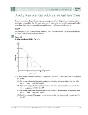 1 Microeconomics LESSON 2 ACTIVITY 2 Key Scarcity, Opportunity Cost and Production Possibilities Curves