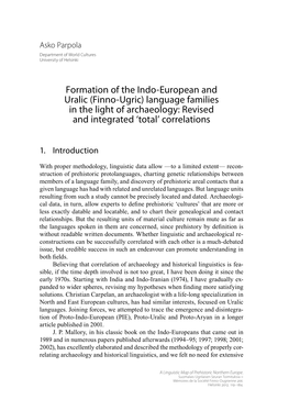 Finno-Ugric) Language Families in the Light of Archaeology: Revised and Integrated ‘Total’ Correlations