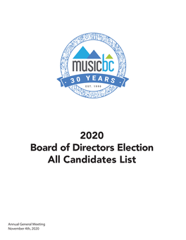 2020 Board of Directors Election All Candidates List