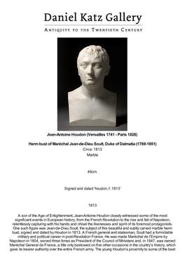Herm Bust of Maréchal Jean-De-Dieu Soult, Duke of Dalmatia (1769-1851) Circa: 1813 Marble