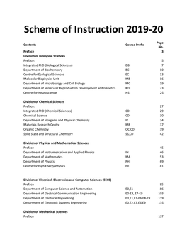 Scheme of Instruction 2019-20