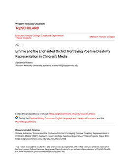 Portraying Positive Disability Representation in Children's Media
