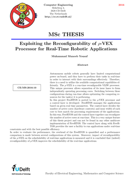 Msc THESIS Exploiting the Reconﬁgurability of Ρ-VEX Processor for Real-Time Robotic Applications
