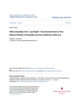 When Disability Isn't "Just Right": the Entrenchment of the Medical Model of Disability and the Goldilocks Dilemma