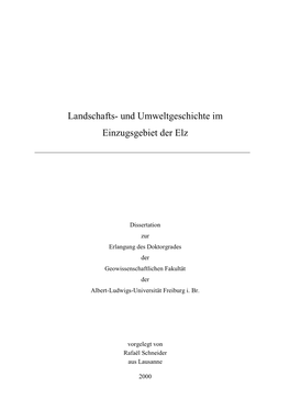 Landschafts- Und Umweltgeschichte Im Einzugsgebiet Der Elz