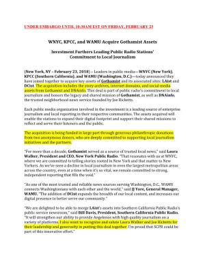 WNYC, KPCC, and WAMU Acquire Gothamist Assets