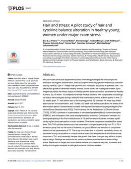 A Pilot Study of Hair and Cytokine Balance Alteration in Healthy Young Women Under Major Exam Stress