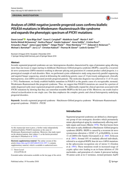 Analyses of LMNA-Negative Juvenile Progeroid Cases Confirms Biallelic