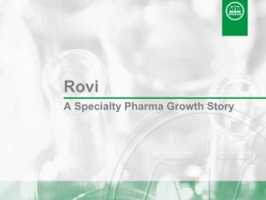 A Specialty Pharma Growth Story Disclaimer