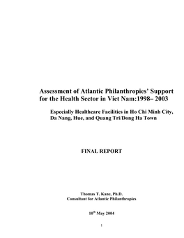 Assessment of Atlantic Philanthropies' Support for the Health Sector in Viet Nam:1998– 2003