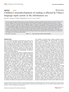 Children's Neurodevelopment of Reading Is Affected by China's