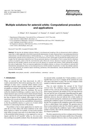 Multiple Solutions for Asteroid Orbits: Computational Procedure and Applications