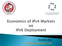 Economics of Ipv4 Markets on Ipv6 Deployment