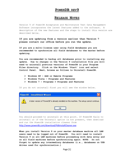 Powerdb Rev9 Release Notes