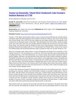 Turner on Zarzynski, 'Ghost Fleet Awakened: Lake George's Sunken Bateaux of 1758'
