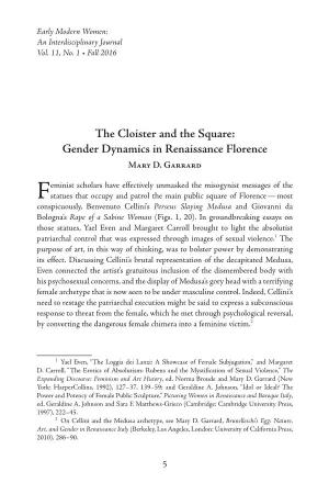Gender Dynamics in Renaissance Florence Mary D
