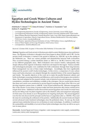 Egyptian and Greek Water Cultures and Hydro-Technologies in Ancient Times
