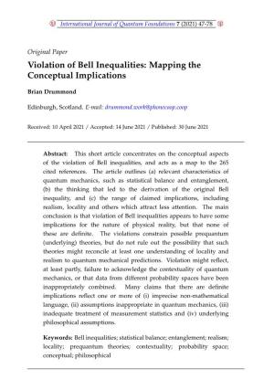 Violation of Bell Inequalities: Mapping the Conceptual Implications
