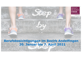 Berufsbesichtigungen Im Bezirk Andelfingen 20. Januar Bis 7. April 2021 Berufsbesichtigungen Januar - April 2021