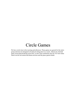 Circle Games