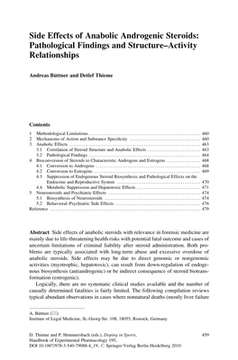 Side Effects of Anabolic Androgenic Steroids: Pathological Findings and Structure–Activity Relationships