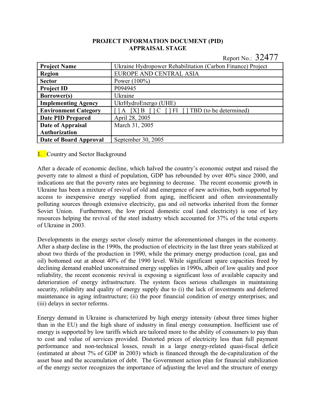 Project Information Document (Pid) s39