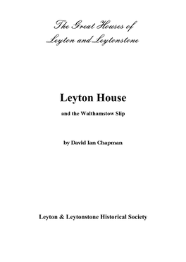 The Great Houses of Leyton and Leytonstone
