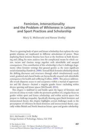 Feminism, Intersectionality and the Problem of Whiteness in Leisure and Sport Practices and Scholarship