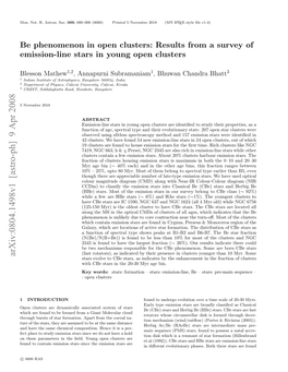 Be Phenomenon in Open Clusters: Results from a Survey of Emission