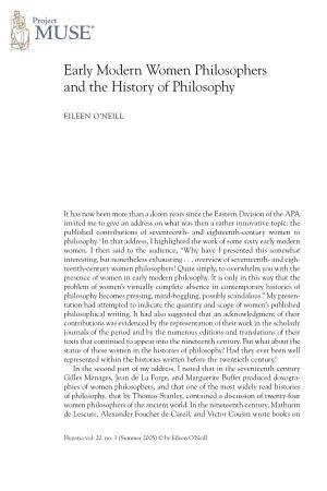 Early Modern Women Philosophers and the History of Philosophy