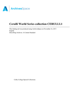 Cerulli World Series Collection CERULLI.1