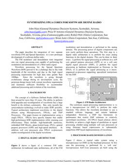 Synthesizing FPGA Cores for Software Defined Radio