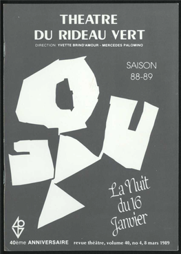 Theatre Du Rideau Vert Direction Yvette Brind’Amour Mercedes Palomino