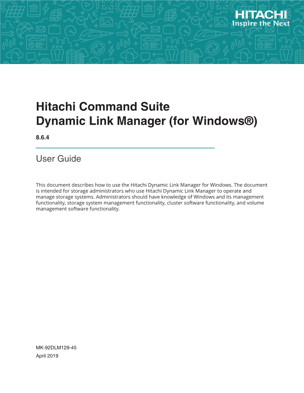 Hitachi Command Suite Dynamic Link Manager (For Windows®) User Guide